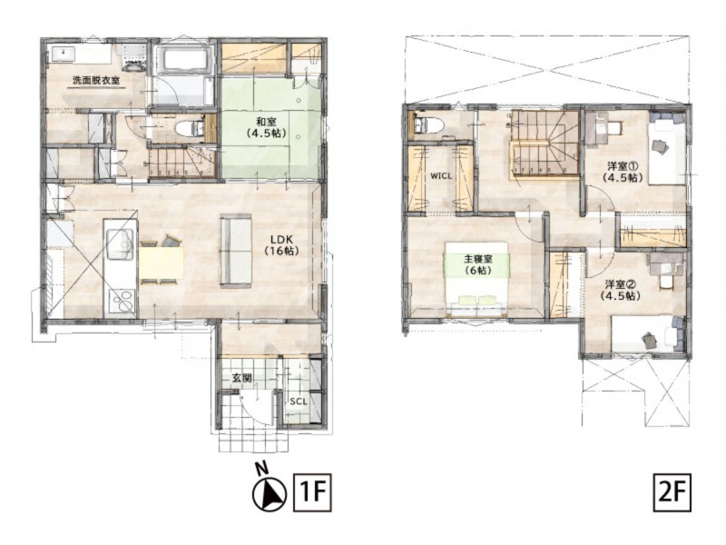 朝倉郡筑前町東小田、新築一戸建ての間取り画像です