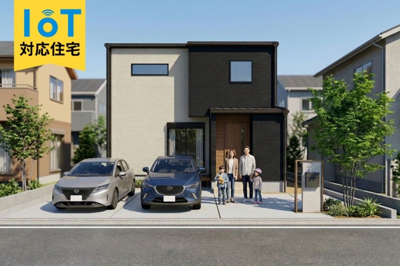 朝倉郡筑前町東小田、新築一戸建ての完成予想図（外観）画像です