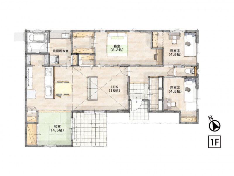 宗像市葉山、新築一戸建ての間取り画像です