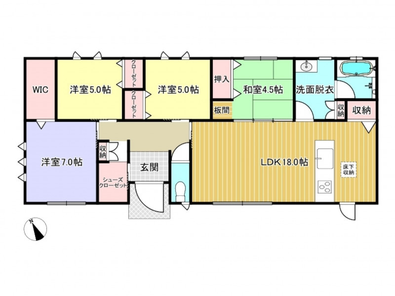 糟屋郡粕屋町原町、中古一戸建ての間取り画像です