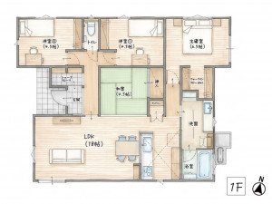 神埼郡吉野ヶ里町豆田、新築一戸建ての間取り画像です