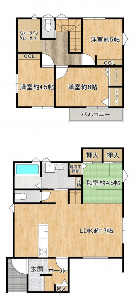 久留米市梅満町、中古一戸建ての間取り画像です