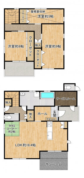 久留米市梅満町、中古一戸建ての間取り画像です