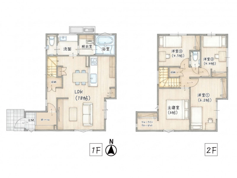 筑紫野市原田、新築一戸建ての間取り画像です