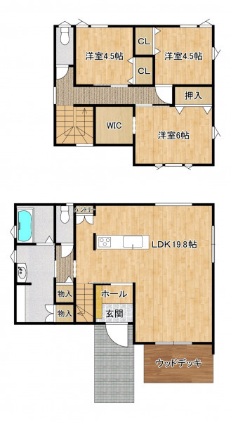 大野城市乙金、新築一戸建ての間取り画像です