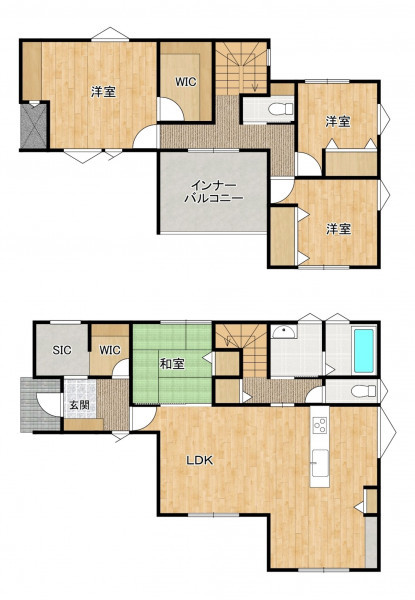 久留米市津福本町、新築一戸建ての間取り画像です