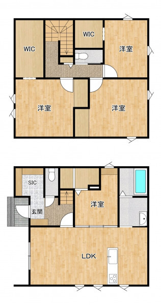 久留米市津福今町、新築一戸建ての間取り画像です