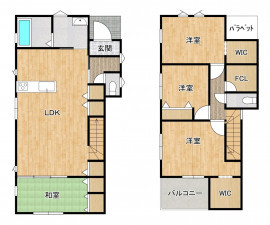 福津市西福間、新築一戸建ての間取り画像です