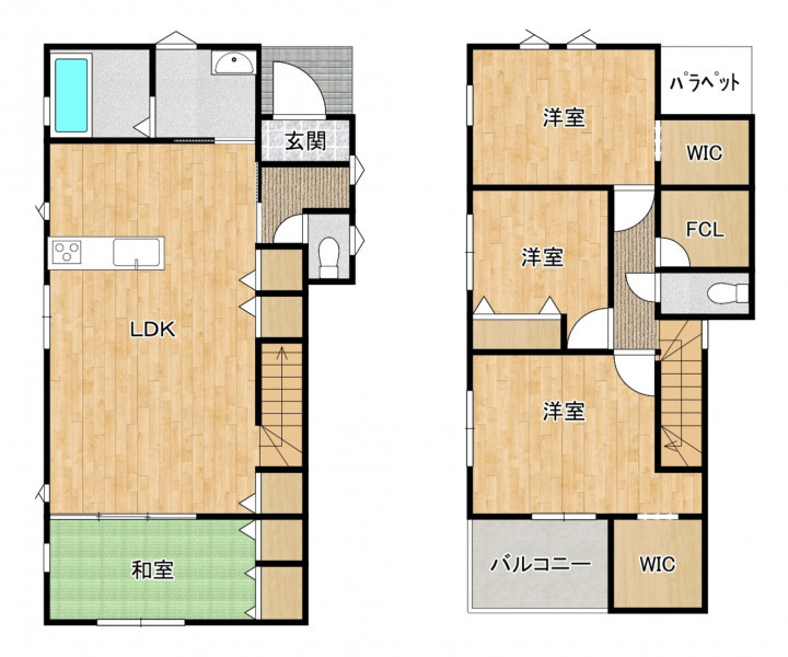 福津市西福間、新築一戸建ての間取り画像です