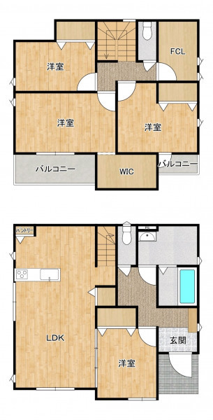 福津市西福間、新築一戸建ての間取り画像です