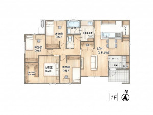 八女市吉田、新築一戸建ての間取り画像です