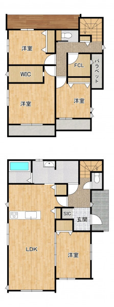 神埼郡吉野ヶ里町立野、新築一戸建ての間取り画像です