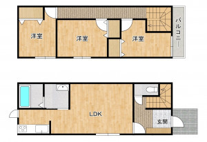 柳川市中町、中古一戸建ての間取り画像です