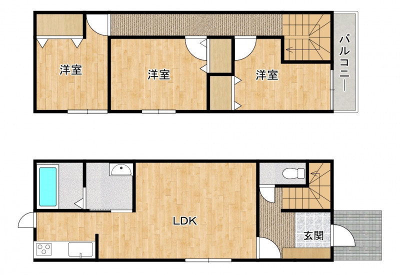 柳川市中町、中古一戸建ての間取り画像です