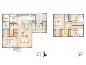 八女市吉田、新築一戸建ての間取り画像です