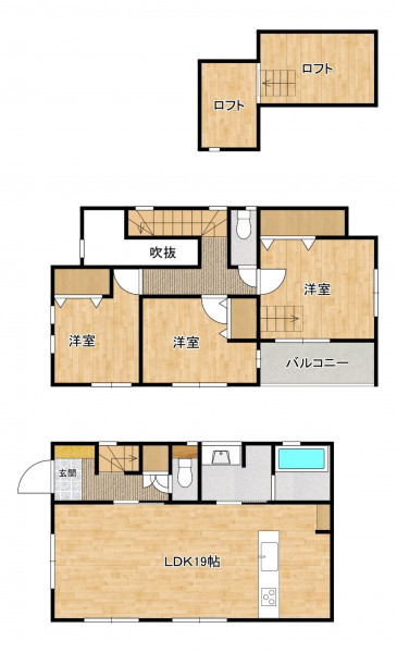 福岡市西区泉、新築一戸建ての間取り画像です