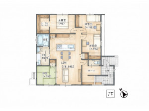 那珂川市王塚台、新築一戸建ての間取り画像です