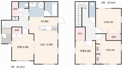 知立市逢妻町金山、一戸建ての間取り画像です