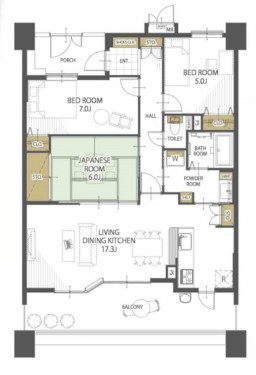 刈谷市新栄町２丁目、マンションの間取り画像です