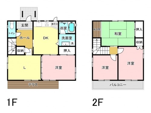 刈谷市今川町境川、一戸建ての間取り画像です