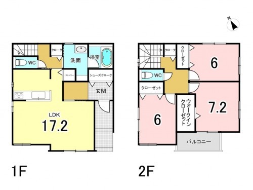 刈谷市荒井町2(1)5番地5(2)、一戸建ての間取り画像です