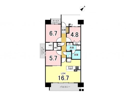 刈谷市下重原町１丁目、マンションの間取り画像です