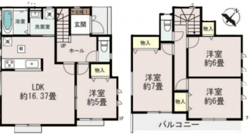 刈谷市東境町高山、一戸建ての間取り画像です