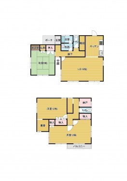 刈谷市野田町東出口、一戸建ての間取り画像です