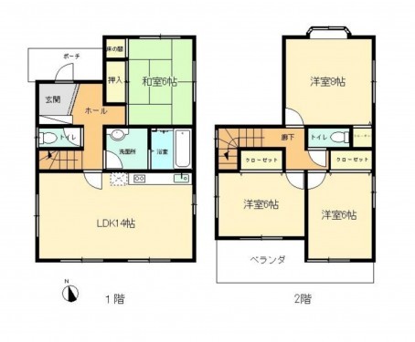 知立市八橋町登城、一戸建ての間取り画像です