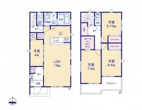 知立市長篠町新田東、一戸建ての間取り画像です