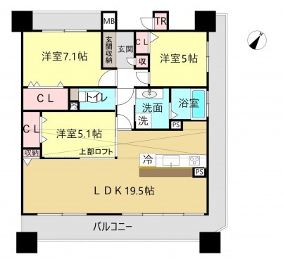 刈谷市幸町1、マンションの間取り画像です