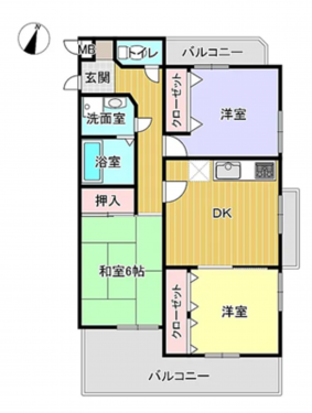 刈谷市築地町3丁目、マンションの間取り画像です