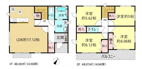 刈谷市荒井町２丁目、一戸建ての間取り画像です