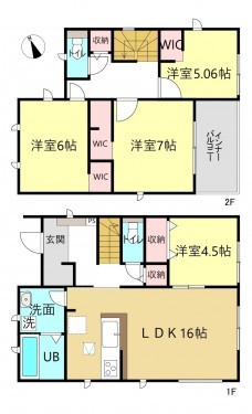 刈谷市小垣江町下半ノ木、一戸建ての間取り画像です
