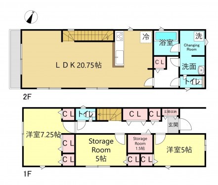 知立市新林町茶野、一戸建ての間取り画像です