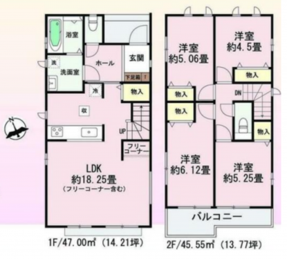 刈谷市沖野町１丁目、一戸建ての間取り画像です