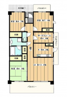 知立市中町中、マンションの間取り画像です