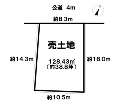 刈谷市野田町大脇道、土地の間取り画像です