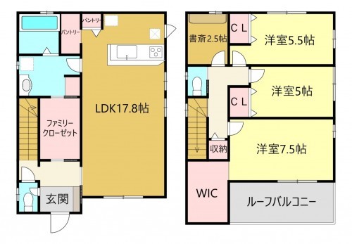 刈谷市今川町鍋田、一戸建ての間取り画像です