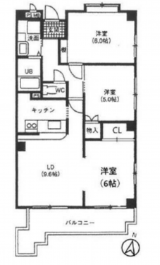 刈谷市恩田町１丁目、マンションの間取り画像です