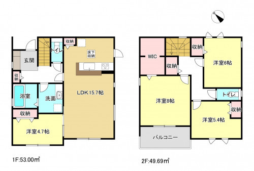刈谷市井ケ谷町中切、一戸建ての間取り画像です