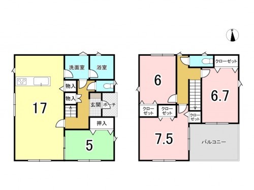 徳島市住吉５丁目、一戸建ての間取り画像です