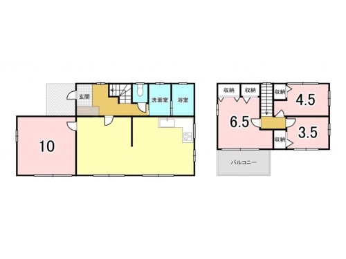 徳島市八万町上福万、一戸建ての間取り画像です