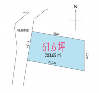 徳島市論田町大江、土地の間取り画像です