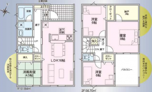 徳島市大原町長尾、一戸建ての間取り画像です