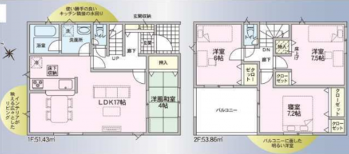 徳島市川内町加賀須野、一戸建ての間取り画像です