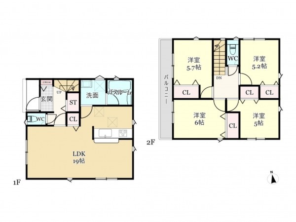 武蔵村山市本町、新築一戸建ての間取り画像です