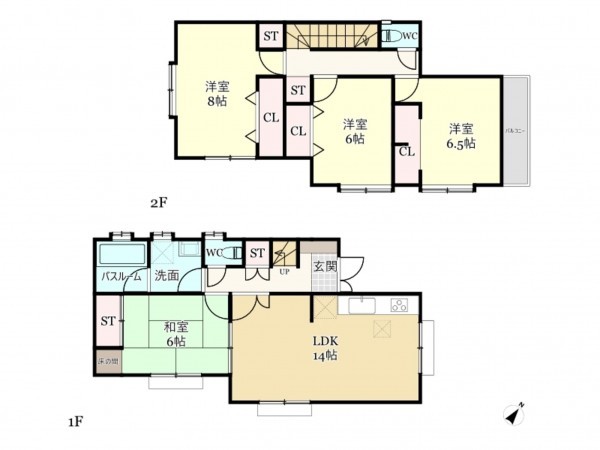 武蔵村山市岸、中古一戸建ての間取り画像です