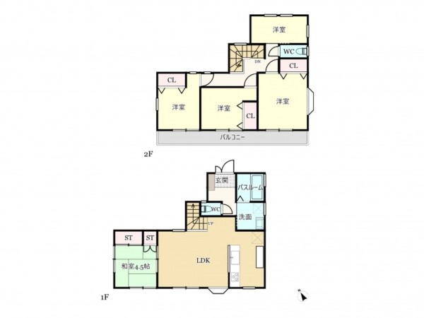 武蔵村山市榎、中古一戸建ての間取り画像です