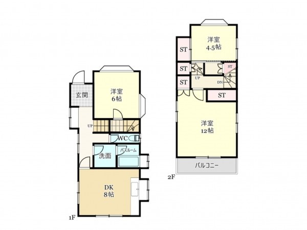 武蔵村山市残堀、中古一戸建ての間取り画像です
